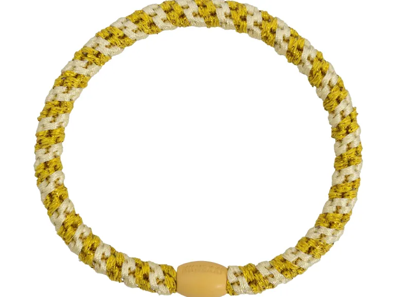 Élastique cheveux Slim Rayé jaune clair soleil pailleté - Kknekki
