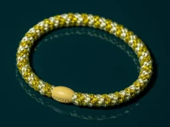 Élastique cheveux Slim Rayé jaune clair soleil pailleté - Kknekki