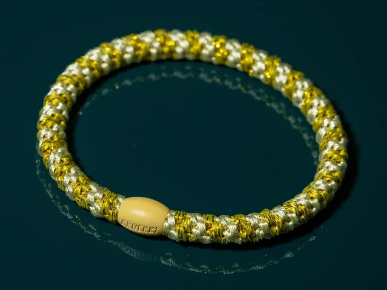 Élastique cheveux Slim Rayé jaune clair soleil pailleté - Kknekki