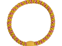 Élastique cheveux Slim Rayé corail pailleté - Kknekki