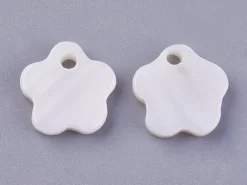 Lot de 10 breloques - fleur - Coquillage naturel - 13 mm