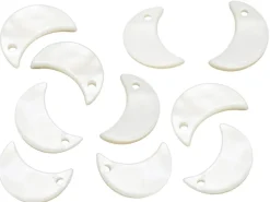 Lot de 10 breloques - lune - coquillage naturel - 13 x 8 mm