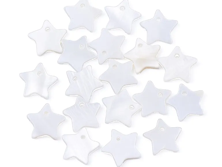 Lot de 10 breloques - étoile - coquillage naturel - 10 mm