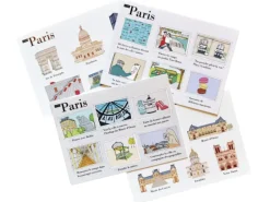 Lot de 4 cartes postales illustrées Paris - Wanderworld