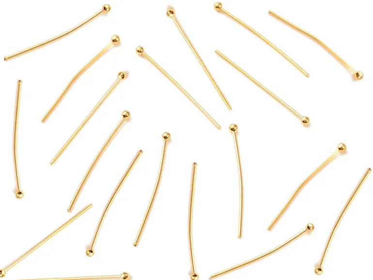 Lot de 50 clous à tête boule - Doré à l'or fin 18K - 27 mm