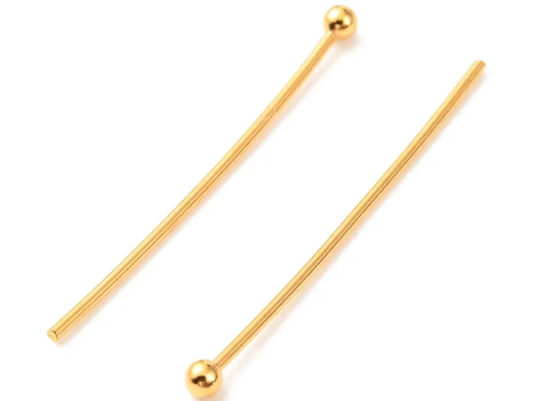 Lot de 50 clous à tête boule - Doré à l'or fin 18K - 27 mm