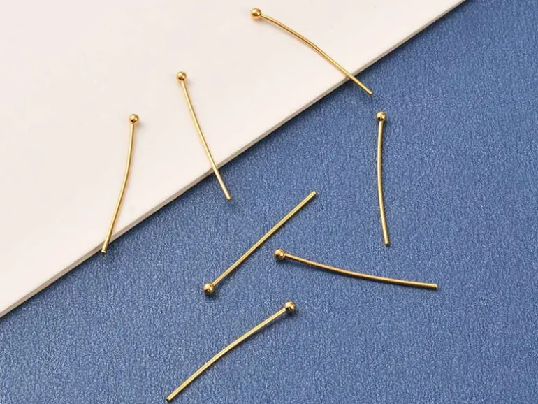 Lot de 50 clous à tête boule - Doré à l'or fin 18K - 27 mm