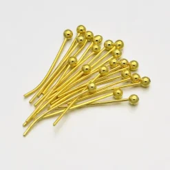 Lot de 50 clous à tête boule - Doré - 30 mm