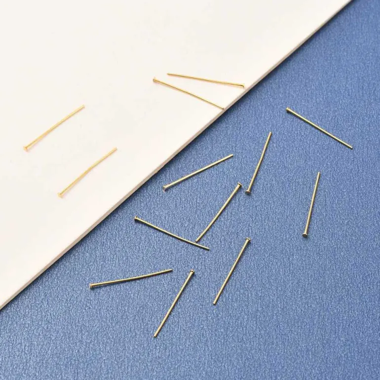 Lot de 50 clous à tête plate - Doré à l'or fin 18K - 19 mm