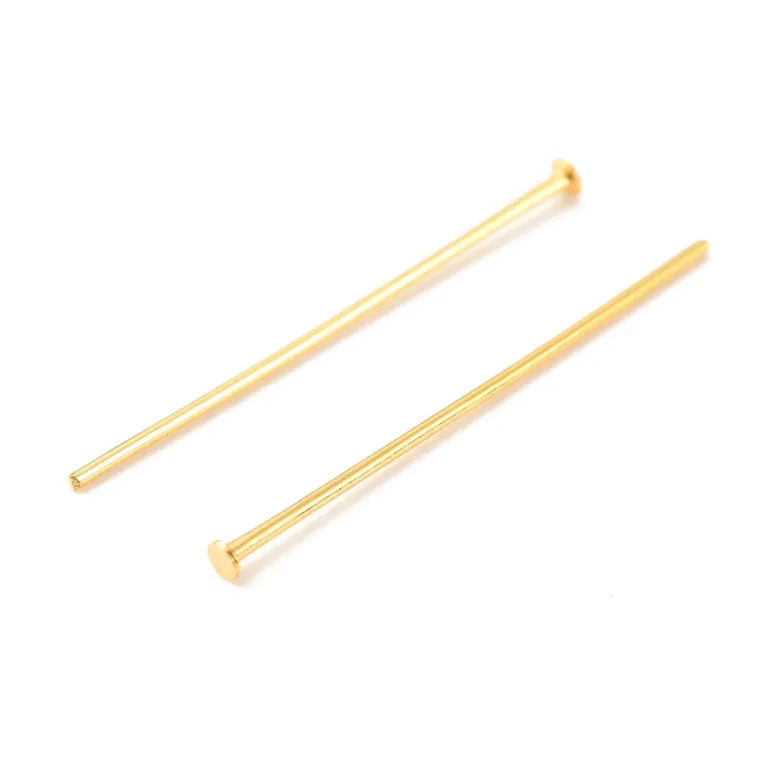 Lot de 50 clous à tête plate - Doré à l'or fin 18K - 19 mm