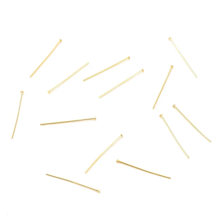 Lot de 50 clous à tête plate - Doré à l'or fin 18K - 19 mm