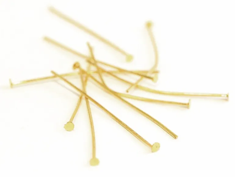 Lot de 50 clous à tête plate - Doré à l'or fin 18K - 25 mm