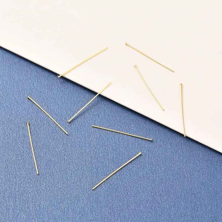 Lot de 50 clous à tête plate - Doré à l'or fin 18K - 25 mm