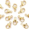 Lot de 10 fermoirs mousquetons - Doré à l'or fin 24K - éco pack - 9 x 6 mm