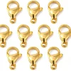 Lot de 10 fermoirs mousquetons - doré à l'or fin 24K - éco pack - 11 x 7 mm