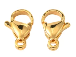 Lot de 10 fermoirs mousquetons - doré à l'or fin 24K - éco pack - 11 x 7 mm
