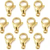 Lot de 10 fermoirs mousquetons - Doré à l'or fin 24K - éco pack - 13 x 8 mm