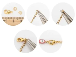 Lot de 10 fermoirs mousquetons - Doré à l'or fin 24K - éco pack - 13 x 8 mm