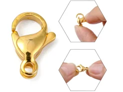 Lot de 10 fermoirs mousquetons - Doré à l'or fin 24K - éco pack - 13 x 8 mm