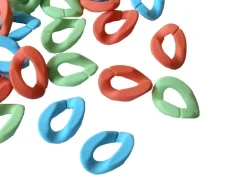 Lot de 50 maillons mates en acrylique - 30 x 21 mm - Bleu, orange et vert