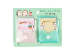 Lot de 2 Mini blocs mémo pochettes Twins - Vert et blanc