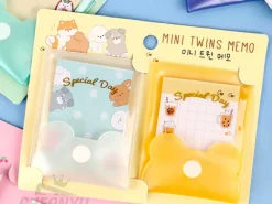Lot de 2 Mini blocs mémo pochettes Twins - Vert et blanc