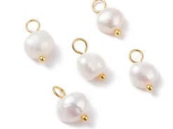 Lot de 5 pendentifs en perle de culture - 10 x 5 mm