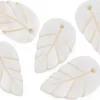 Lot de 5 pendentifs feuille en coquillage nacré - 22 x 12 mm