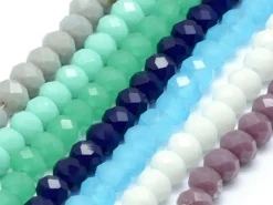 Lot de 50 perles à facettes en verre 8x6 mm - bleu et vert