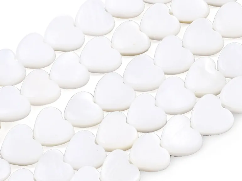 Lot de 10 perles cœur - Coquillage naturel - 6 mm