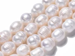 Lot de 20 perles de culture - forme grain de riz - 8 à 10 mm