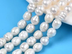 Lot de 20 perles de culture - forme grain de riz - 8 à 10 mm