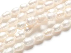 Lot de 20 perles de culture - forme grain de riz - 4 à 6 mm