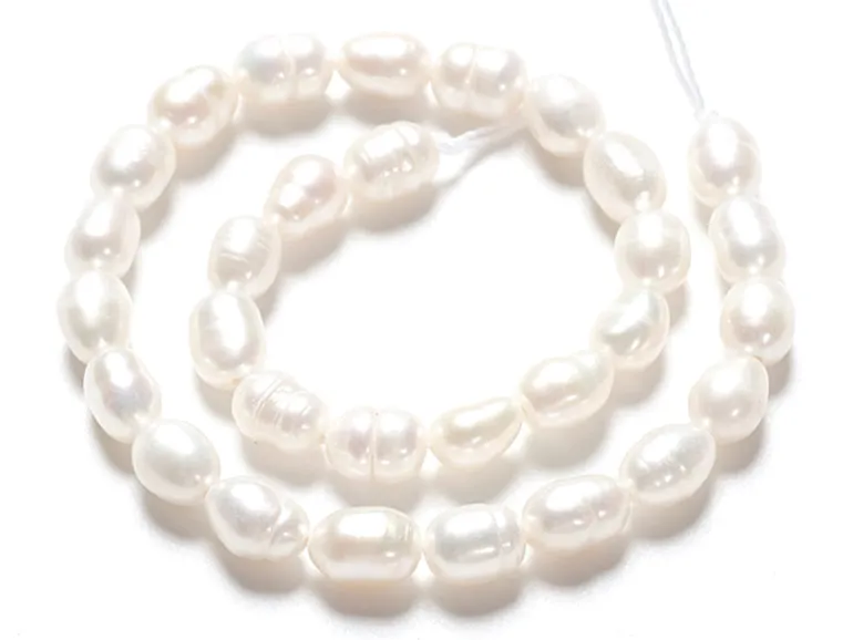 Lot de 20 perles de culture - forme grain de riz - 4 à 6 mm