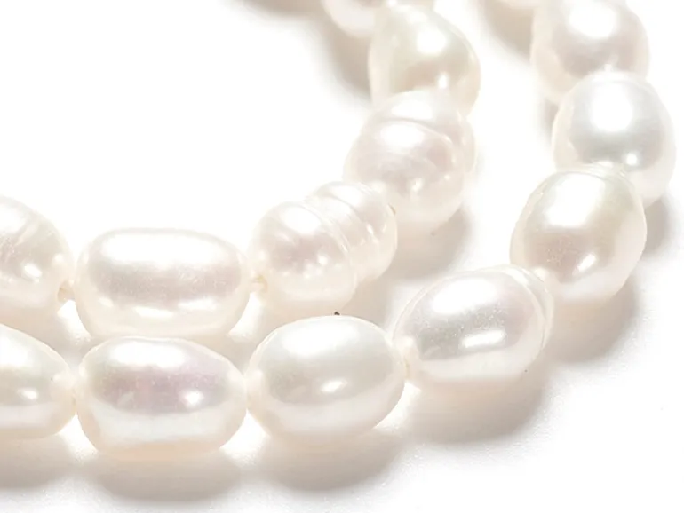 Lot de 20 perles de culture - forme grain de riz - 4 à 6 mm