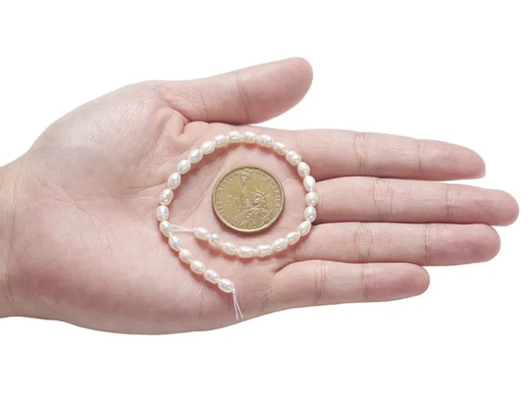 Lot de 20 perles de culture - forme grain de riz - 4 à 6 mm