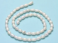 Lot de 20 perles de culture - forme grain de riz - 5 à 7 mm