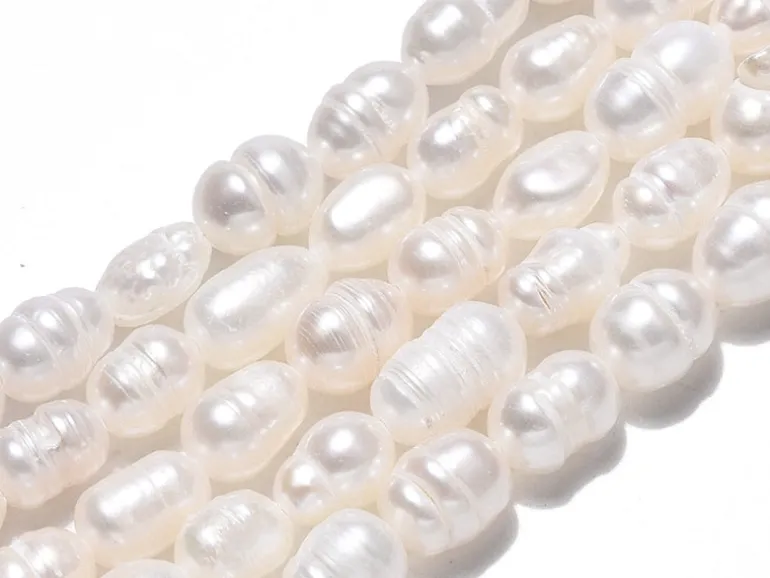 Lot de 20 perles de culture - Forme grain de riz - 6 à 12 mm