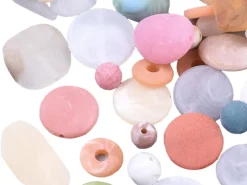 Lot de 50 perles en acrylique mat - Formes mixtes - Multicolore