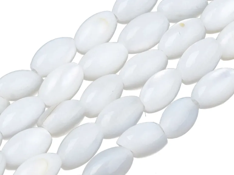 Lot de 20 perles en coquillage naturel - forme grain de riz - 5 x 3 mm