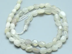 Lot de 20 perles en pierre de lune - Blanc