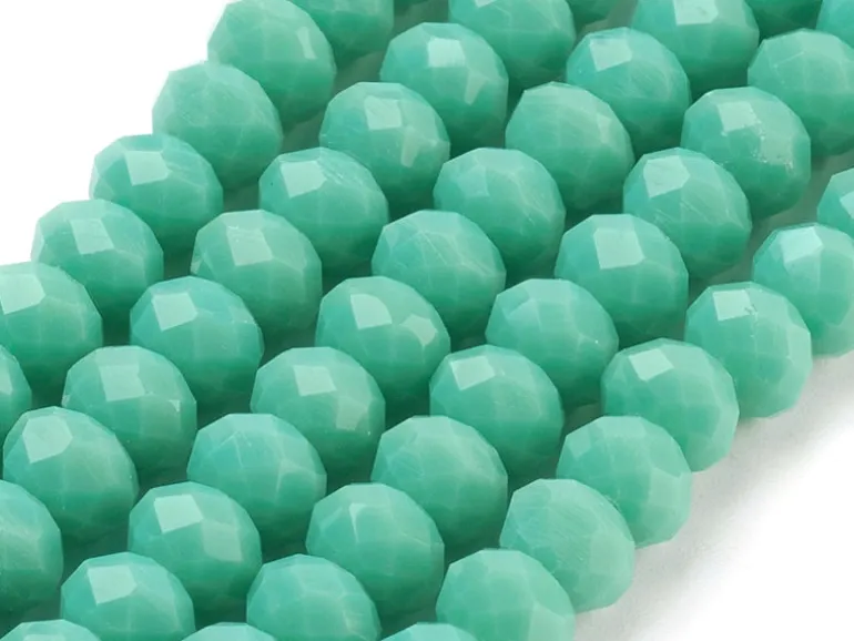 Lot de 20 perles en verre à facettes - Aigue-marine