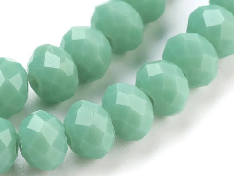 Lot de 20 perles en verre à facettes - Aigue-marine