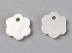 Lot de 10 perles fleur - Coquillage naturel - 10 mm