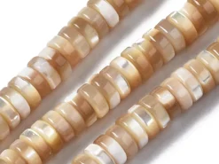 Lot de 20 perles heishi naturelles 6 mm - Coquille de trochid