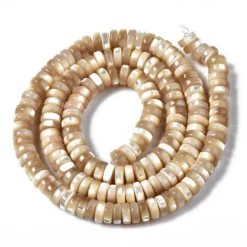 Lot de 20 perles heishi naturelles 6 mm - Coquille de trochid