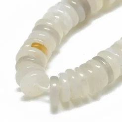 Lot de 20 perles heishi naturelles 6 mm - Agate blanche