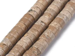 Lot de 20 perles heishi naturelles 6 mm - Fossile naturel