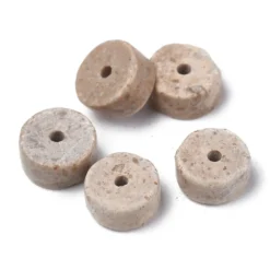 Lot de 20 perles heishi naturelles 6 mm - Fossile naturel