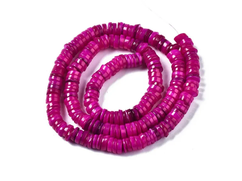 Lot de 20 perles heishi naturelles 6 mm en coquillage - Rose